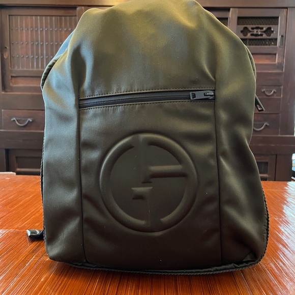 GIORGIO ARMANI Nylon Backpack with Leather Trim - Picture 1 of 10